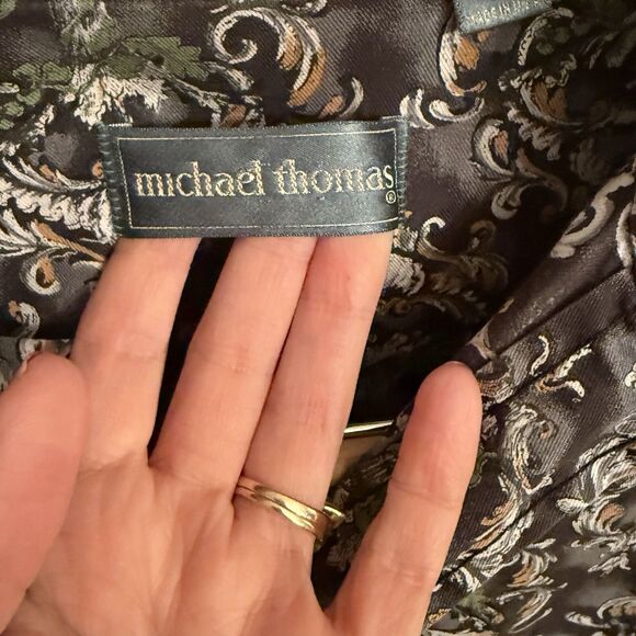 Vintage Michael‎ Thomas Men Shirt L -Abstract Floral 100% Egyptian Cotton Casual - Picture 2 of 6